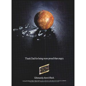 1991 Johnnie Walker Black Label Scotch Vintage Print Ad Baseball Wall Art Photo